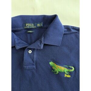 Polo Ralph Lauren mens Sz XXL Polo Shirt Iguana Lizard Blue Embroidered Rare